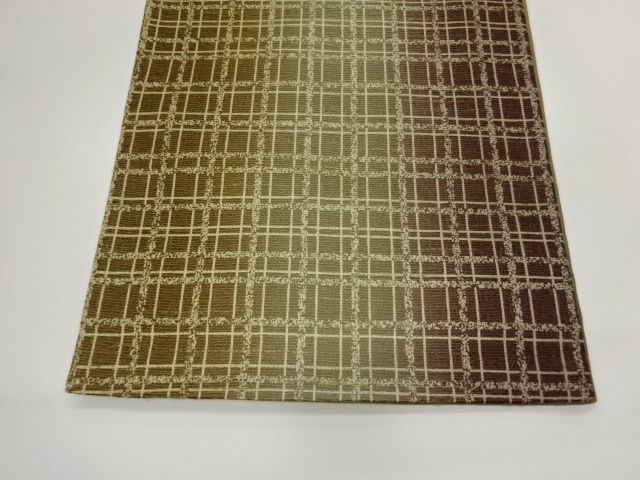  格子模様織出し袋帯